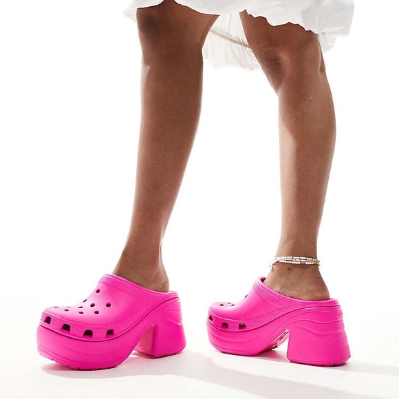 Crocs Siren "Pink Crush" Women's Chunky Platform Clog Trendy Elevated Sandals - Picture 1 of 7